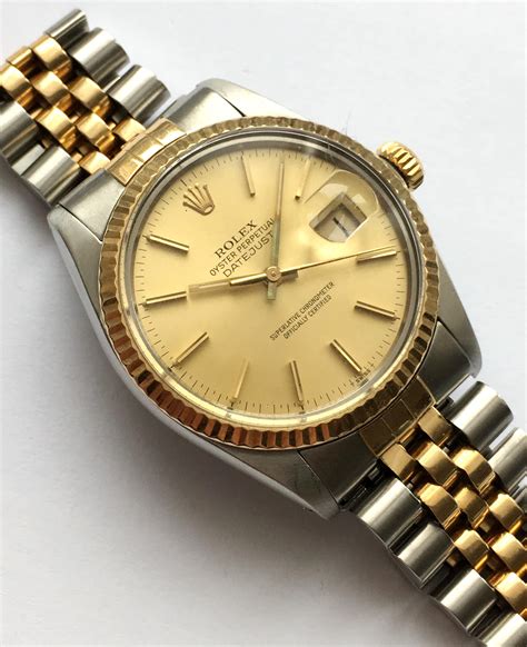 gents rolex stell and gold date just|vintage rolex datejust watch.